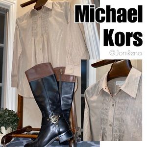 ⭐️MK Tan/GOLD Button Up | LONG Style | SIZE L⭐️⭐️